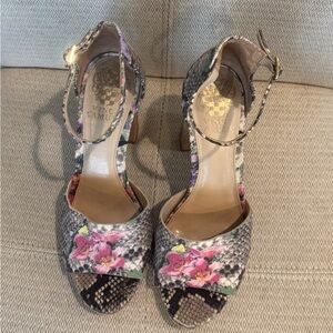 Vince Camuto Multicolor Floral Snakeskin Heels
